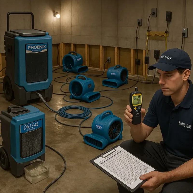 Structural Drying and Dehumidification process in San Pasqual, CA